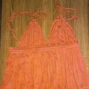 Pink summer dress with polka dots